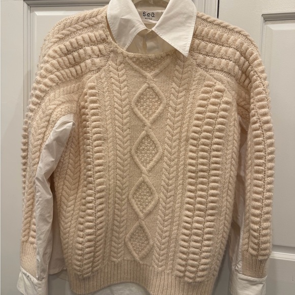 Sea Sweaters - Sea Ivory Cable Knit Crewneck Sweater